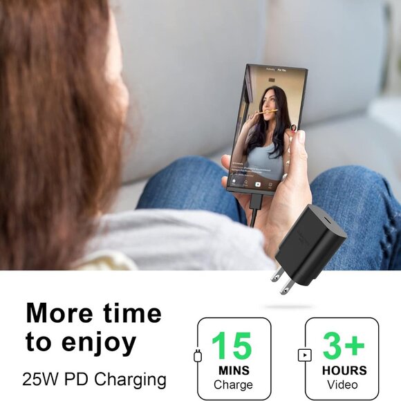 Galaxy S24 Ultra Charger Super Fast Charging, 3 Pack 25W USB C Wall Charger - Picture 6 of 9